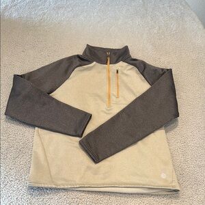 LL Bean Little Donkey Andy Men's Half Zip Pullover Men's Beige and Gray Sweater